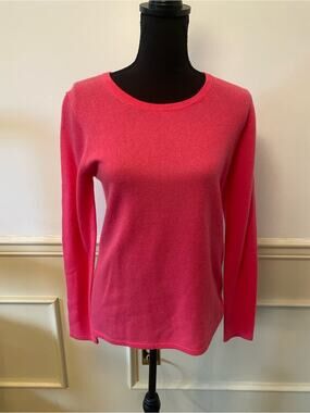 Preswick & Moore Hot Pink 100% Cashmere Crewneck Long Sleeve Sweater NWT